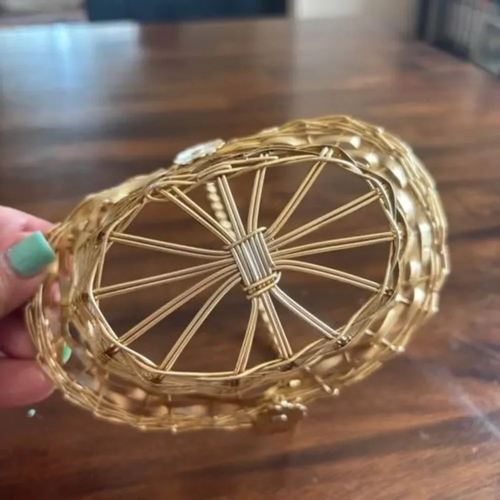 Vintage Gold Woven Wire Basket